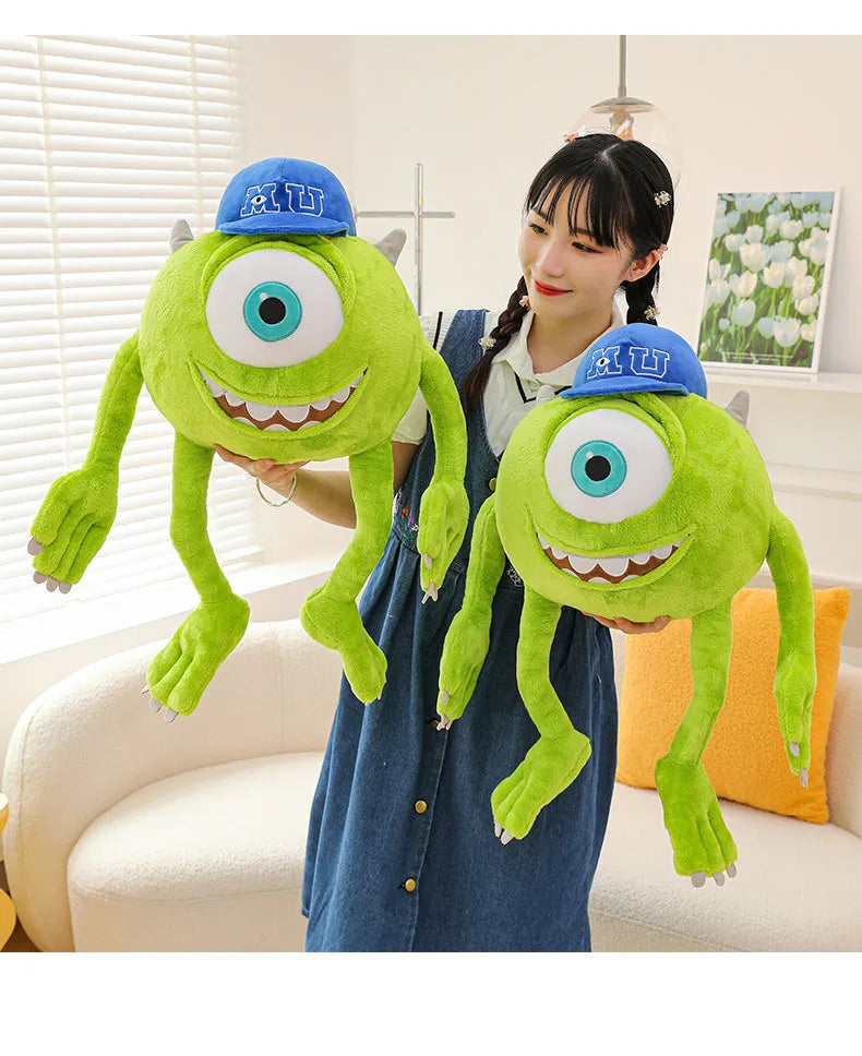 Kawaii Mike Plush Toy Big Eye Monster with Hat Cute Stuffed Doll for Kids Birthday Xmas Gift Soft Pillow Toy for Boys and Girls