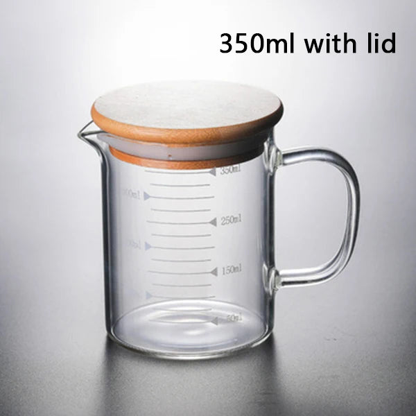 250/350/500/1000ml Glass Measuring Cup With Lid Heat-resistant With Scales Laboratory Beaker Handle Kitchen Measuring Mug