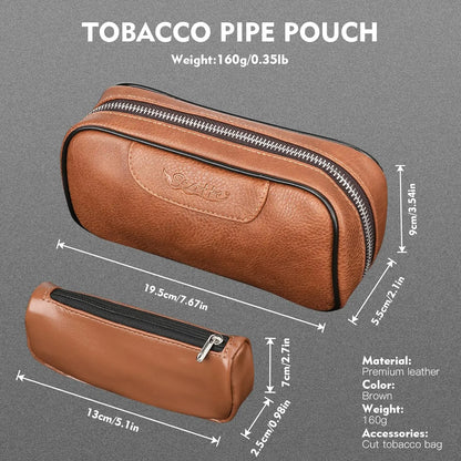 Leather Tobacco Pipe Bag Portable Multifunction Pu Leather Tobacco Pipe Case Tool Wood Tobacco pipe bag kit