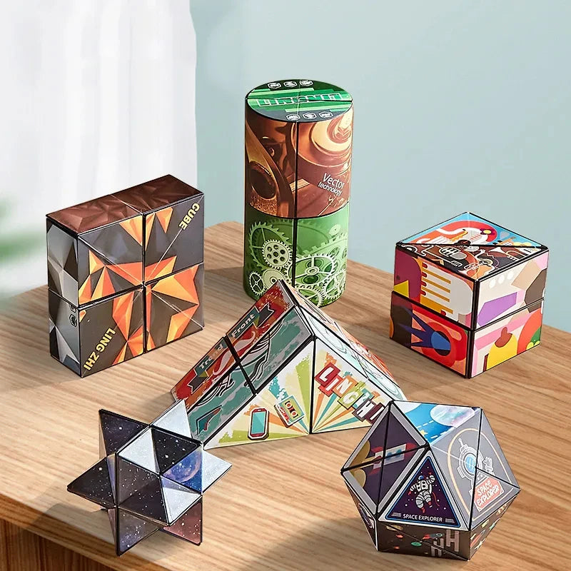 Extraordinary 3D Magic Cube Puzzle Fidget Toys Variety Geometric Shape Changeable Decompression Hand Flip Puzzle Cube