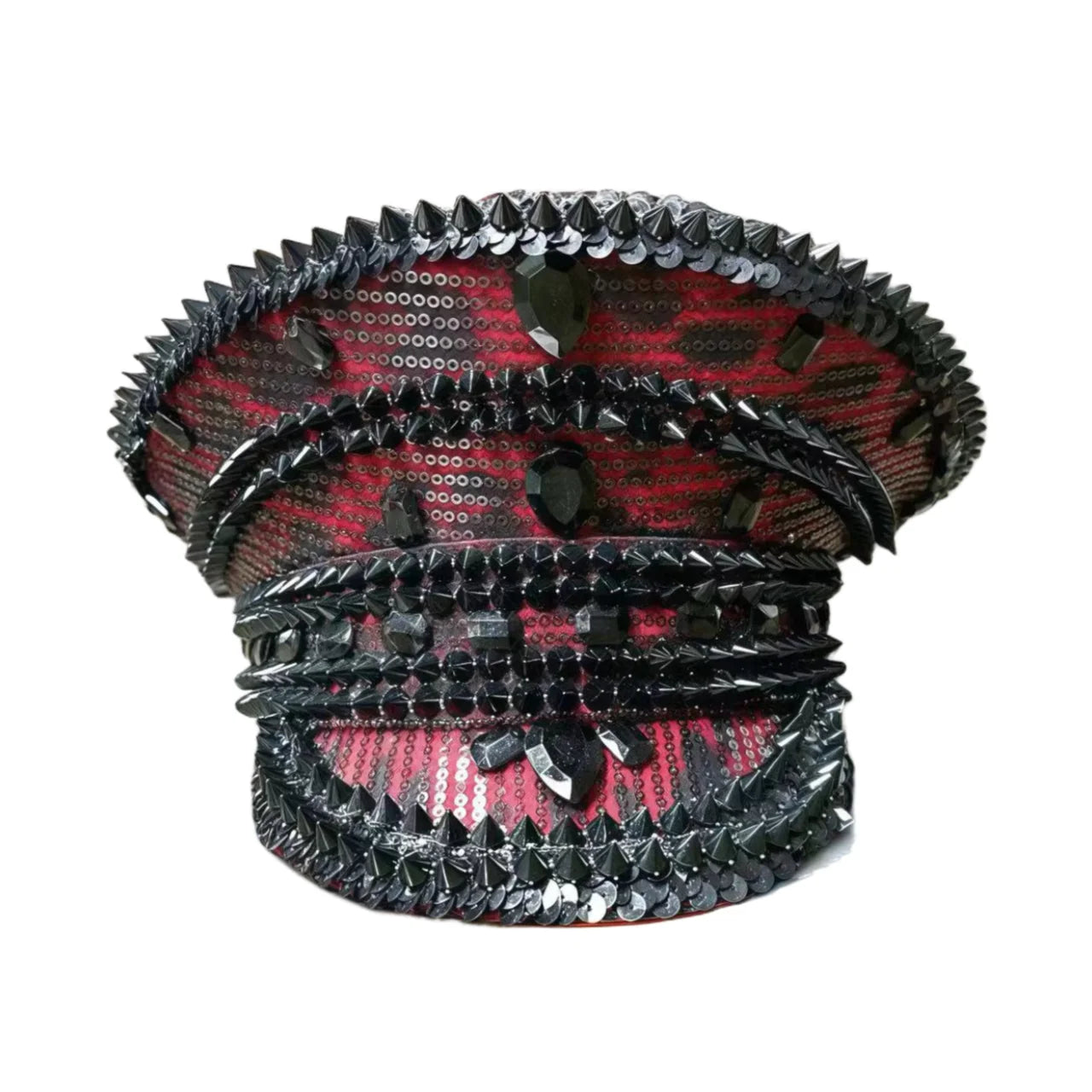 Bling Captain Hat Rhinestone Captains Hat for Men Steampunk Handmade Burning Man Mardi Gras Music Festival HongLuan Unisex