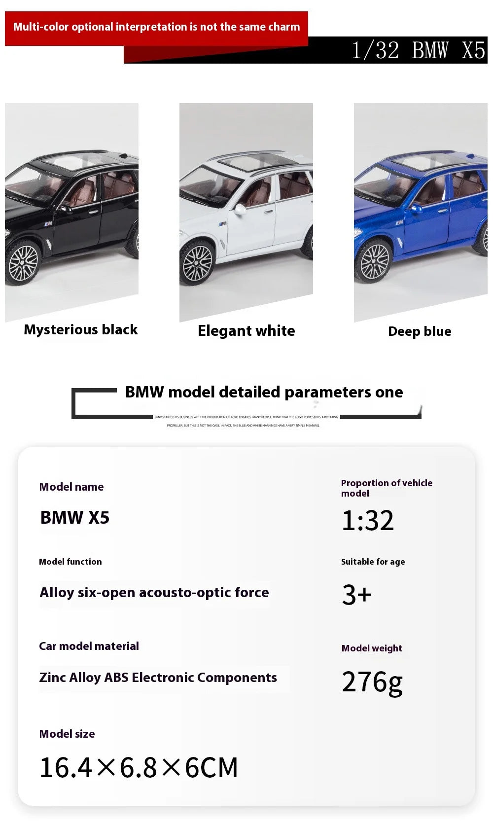 1/32 Scale BMW X5 SUV Alloy Car Diecast Model Pull Back  Toy Collection Of Hobby Decorative Fine Ornaments Gifts