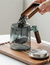 400ml Walnut Wooden Handle Lid Filter Glass Tea Cup Tea Water Separation Scented Tea Cup Office Flower Tea Separation Tea Mug