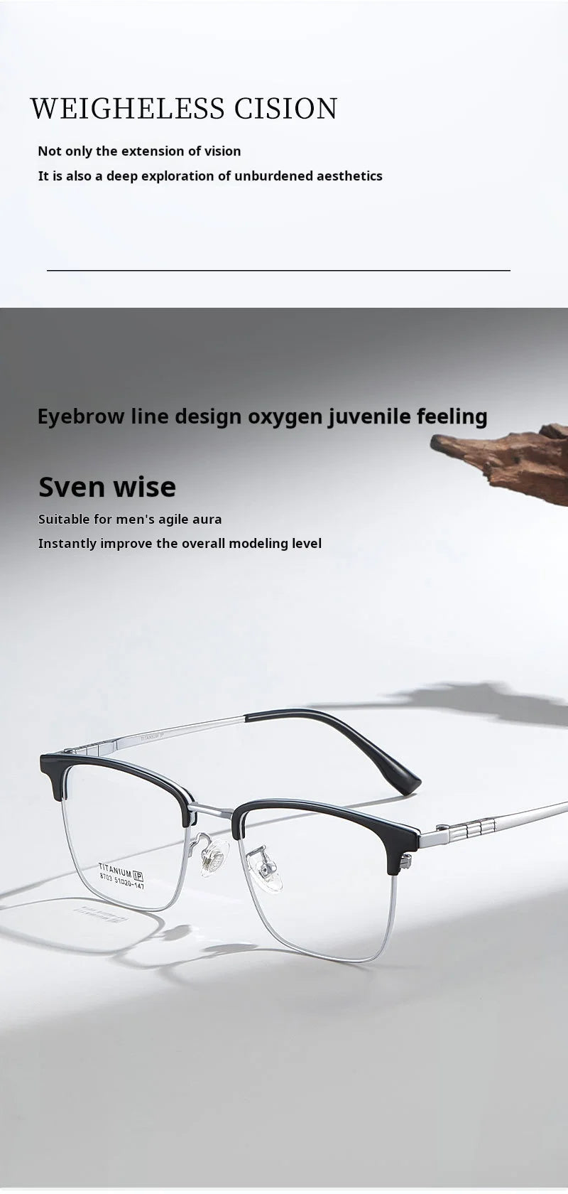 Retro Square Lightweight Titanium Eyeglasses Frames