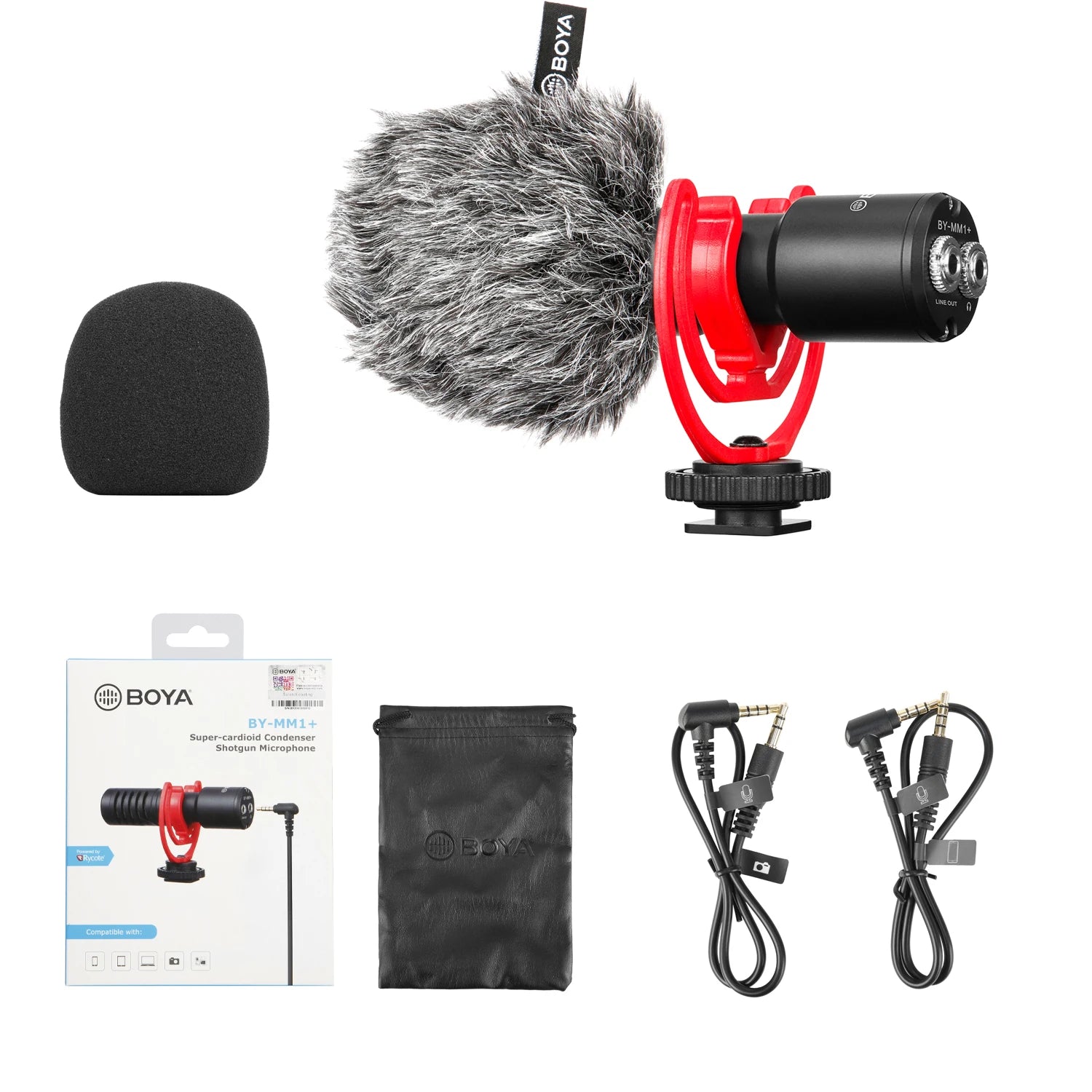 BY-MM1+ Super-Cardioid Shotgun Microphone for iPhone Android PC Laptop DSLR Cameras Camcorder YouTube Recording Streaming