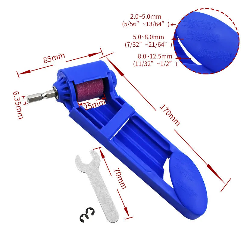 2.0-12.5mm Portable Drill Bit Sharpener 1 Set Corundum Grinding Wheel Bit Tool Twist Drill Bit Sharpening Machine