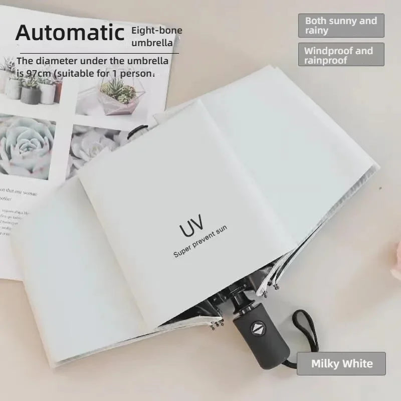 1 fully automatic travel camping outdoor sunscreen umbrella for women's umbrellas, sun umbrella for both sunny and rainy use, bl