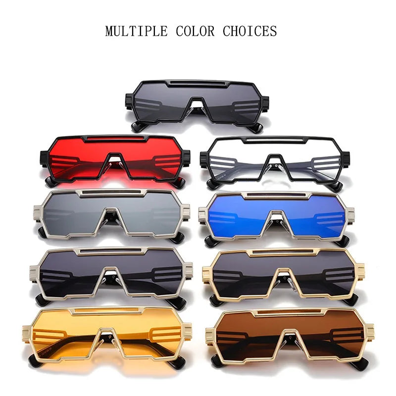 Square Steampunk Metal Sunglasses With UV400 Protection