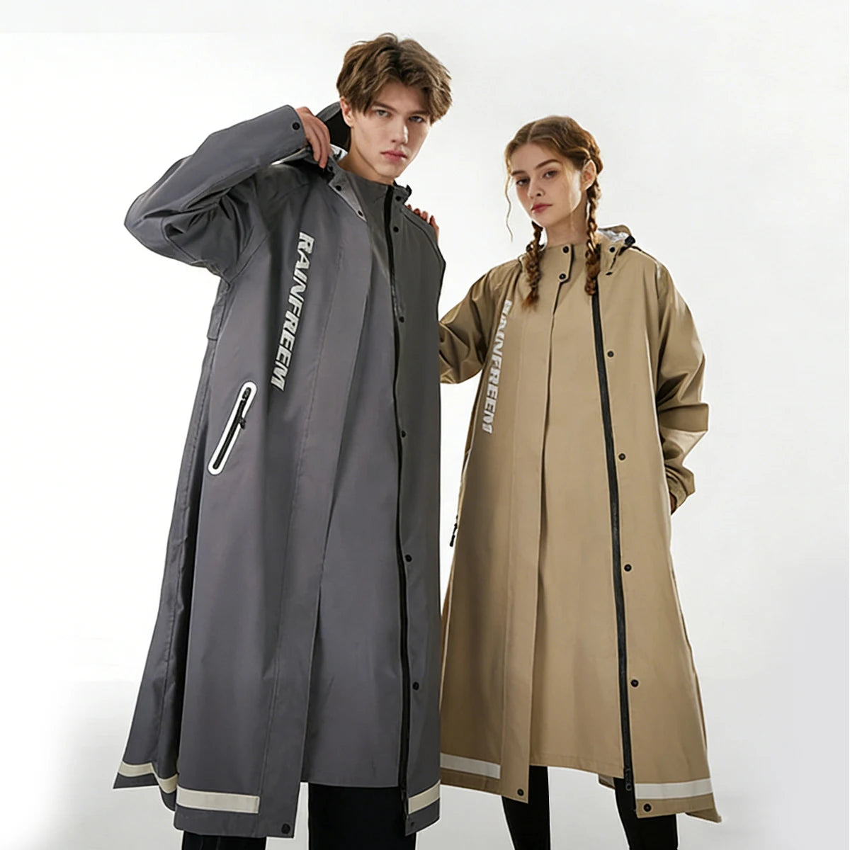 Long Waterproof Oxford Cloth Rain Poncho with Hood for Adults