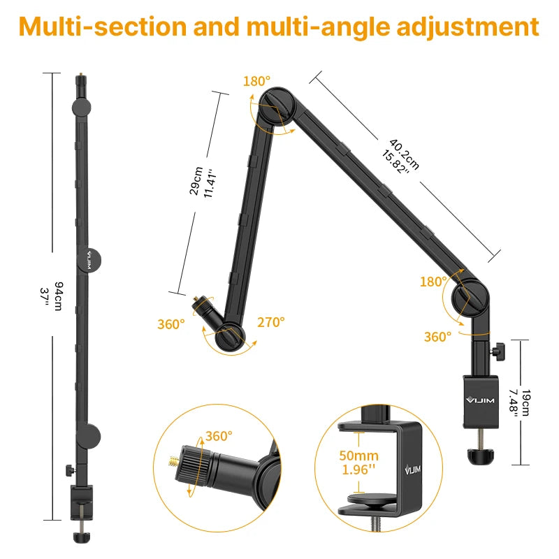 Multifunction Desk Setup Stand Microphone Desktop Stand for Microphone Smartphone Camera Live-streaming