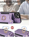 Luxury PU Leather Phone Case for iPhone 16 15 Pro Max 16e 14 Plus with Card Slot Ring Buckle Lanyard Back Cover