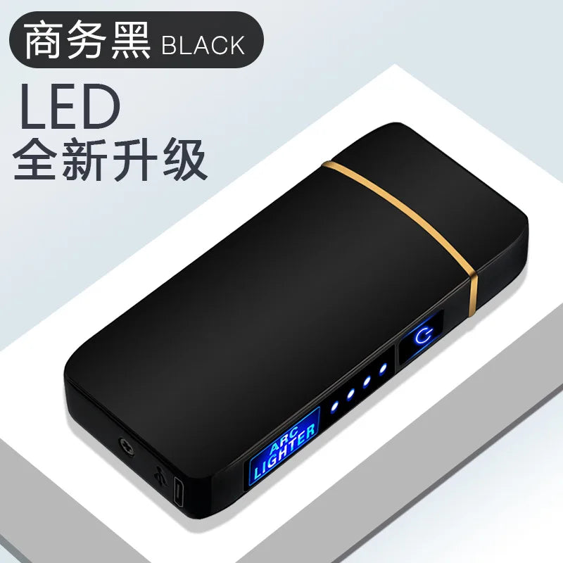 Electronic Lighter, Intellignet Touch Ignition, Metal Windproof, Dual Arc Flameless, Rechargeable USB Lighter, LED Power Display