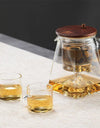 One Click Tea Separation Filtration Bottom Mountain View Glass Teapot With Wood Handle 700ml Kungfu Tea Water Separation Tea Pot
