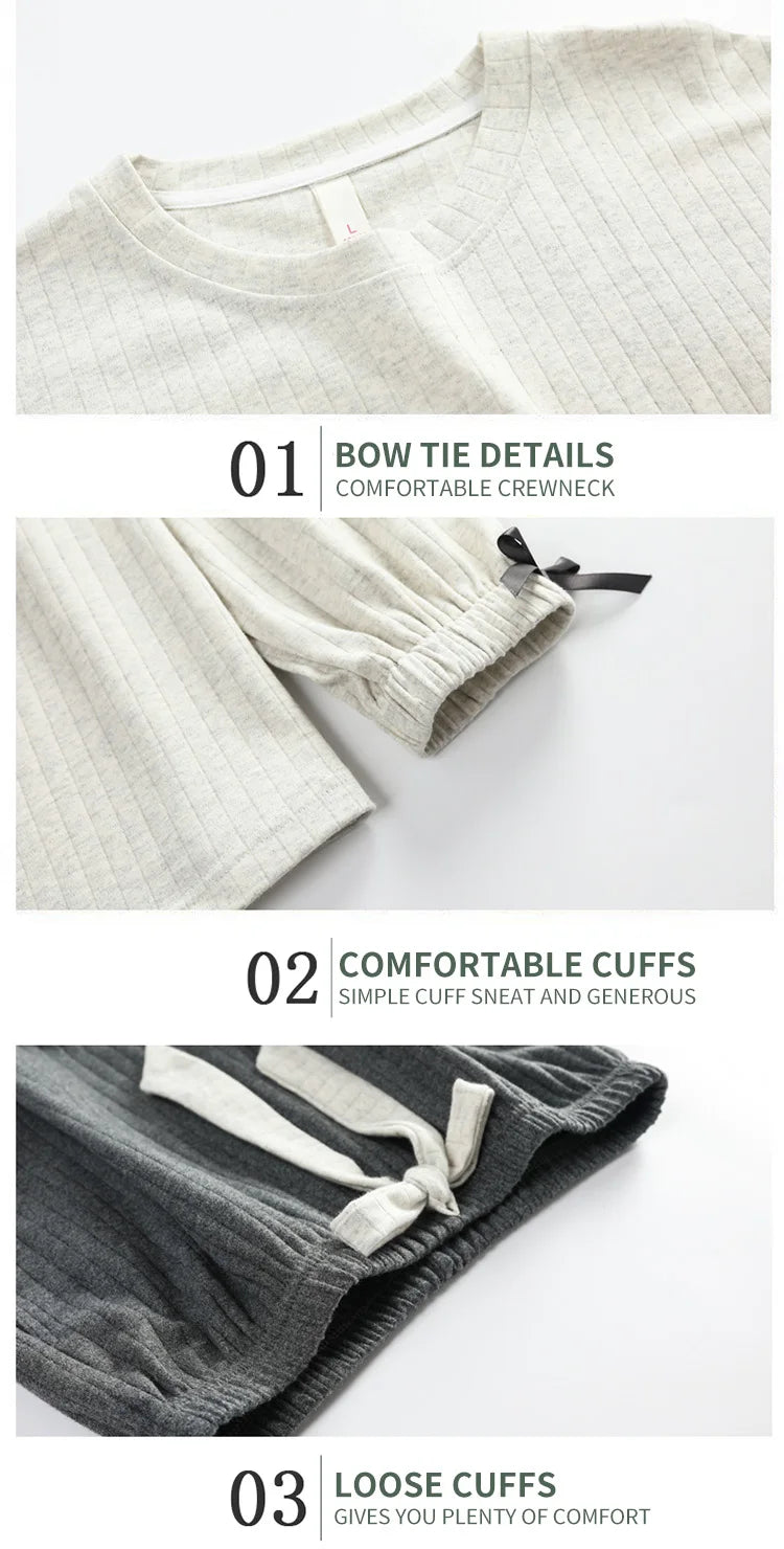 Women’s Winter Corduroy Cotton Pajama Set – Cute, Comfortable, Loose Long Sleeve Loungewear