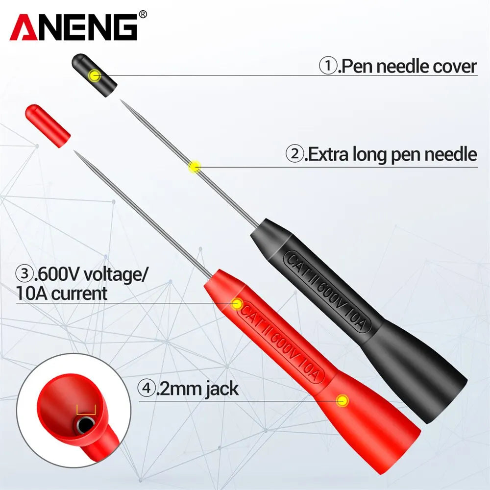 Insulation Piercing Needle 1mm Pin Non Destructive Multimeter Test Probe 10A 600V For 2mm Test Lead