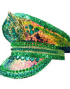 Green Rhinestone Wedding Festival Captain Hat Masquerade Military Cap Handmade Luxury Mucis Festiva lHen Do Hat Sergeant Hat