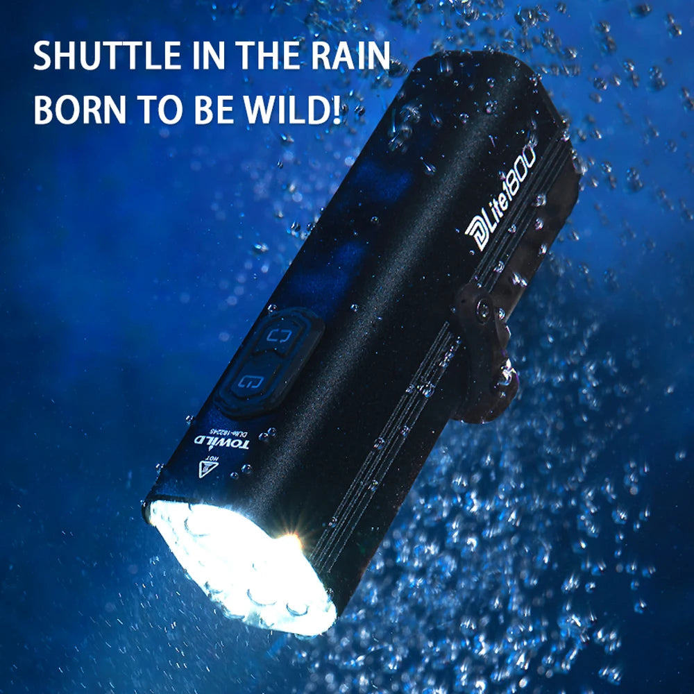 DLite 1800LM Bicycle Lights Focus/Flood Beam Switch Smart Bike Light 5000mah Rechargeable Power Bank Mtb Bicycle Lights