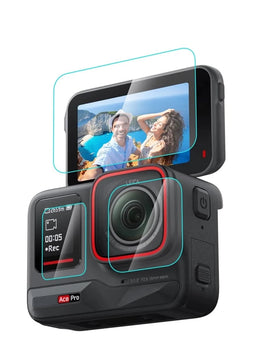 for Insta360 Ace Pro 3 in 1 Rear & Front Screen + Lens Tempered Glass Film