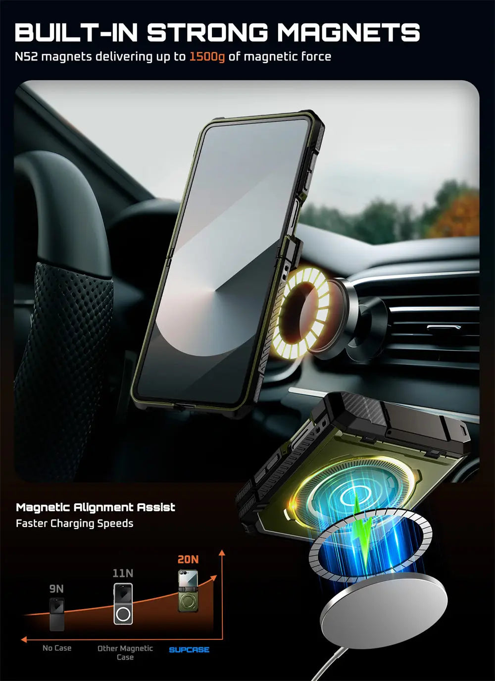 For Samsung Galaxy Z Flip 7 Case UB Grip Military-Grade Rugged Back Phone Case with Stand & Front Screen Protector