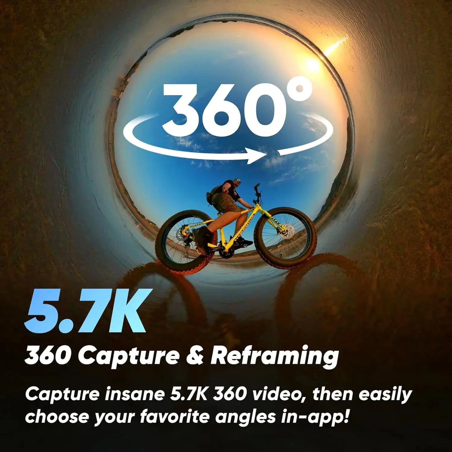 5.7K 360° Action Camera with 4K Single Lens Recording and FlowState Stabilization