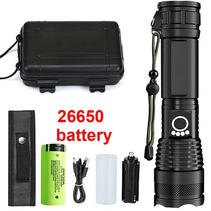 High Power Rechargeable LED Tactical Flashlight Aluminum Alloy Zoom Torch