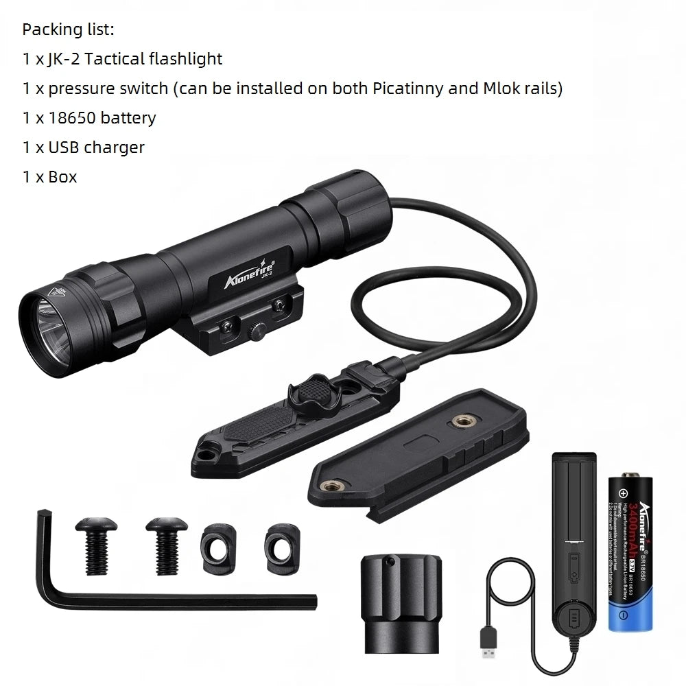 1200 Lumen Tactical Rechargeable LED Flashlight With Picatinny Mount