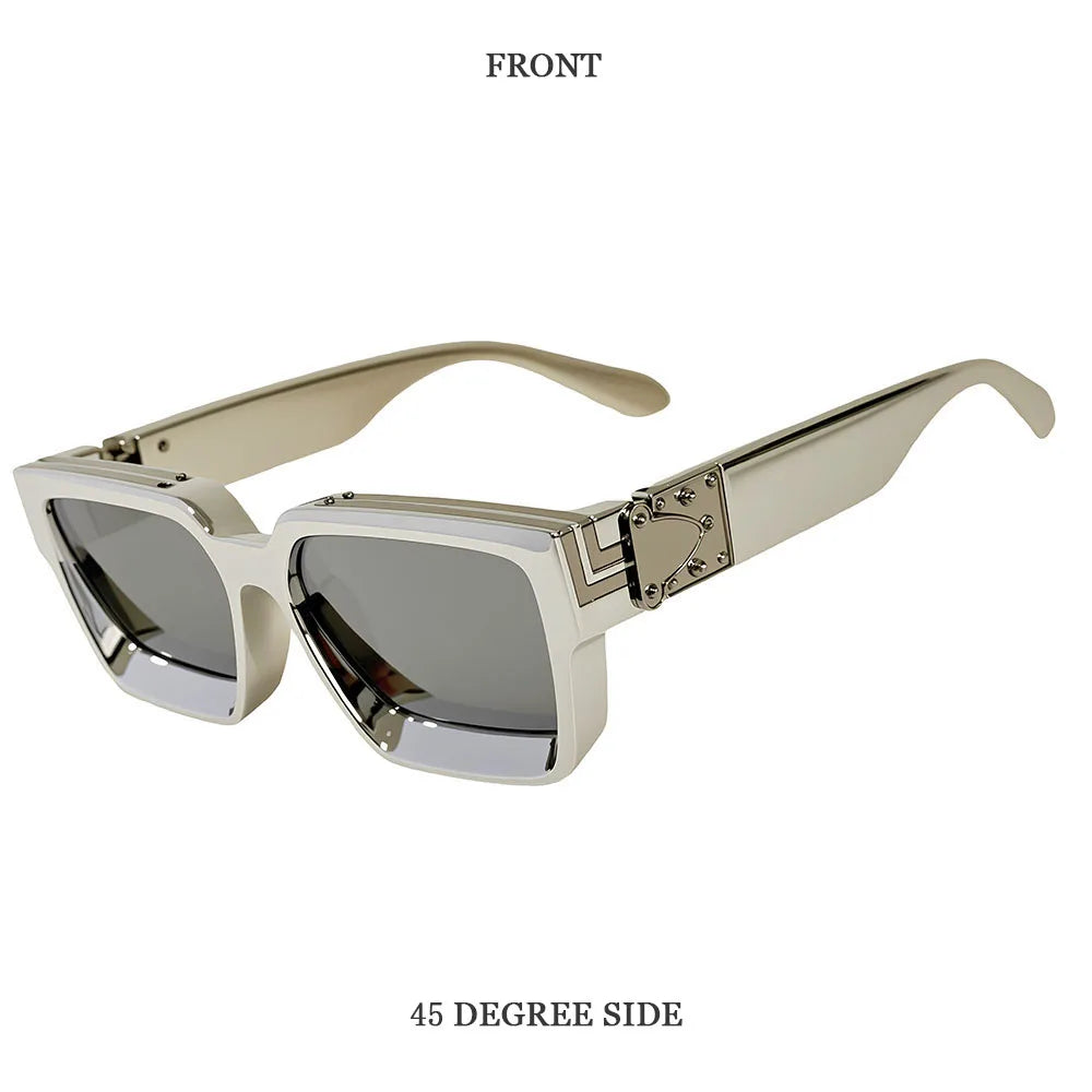 Vintage Square Thick Frame Sunglasses With UV400 Protection