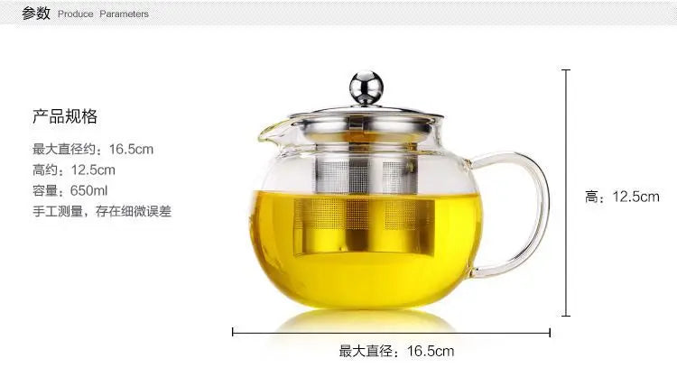 High Quality Heat Resistant Glass Tea Pot with Infuser 900ml Flower Tea Coffee Teapot