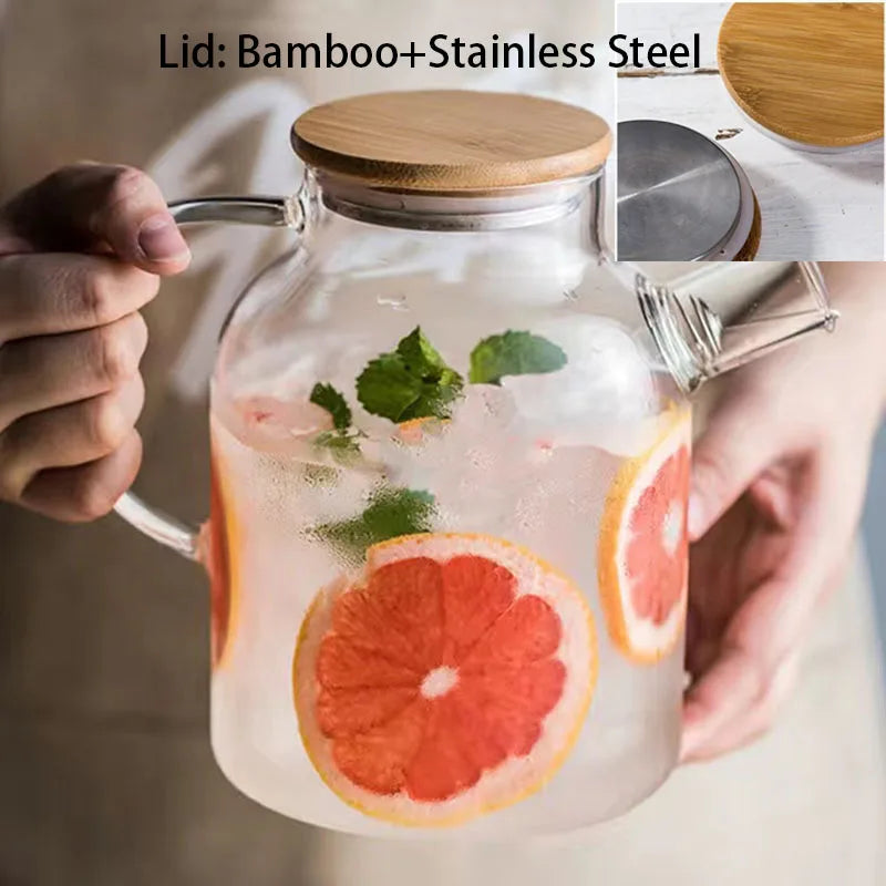 1L/1.8L Borosilicate Glass Teapot Set Clear Teapots With Cup Removable Filter Spout Drinkware For Loose Leaf Blooming Tea