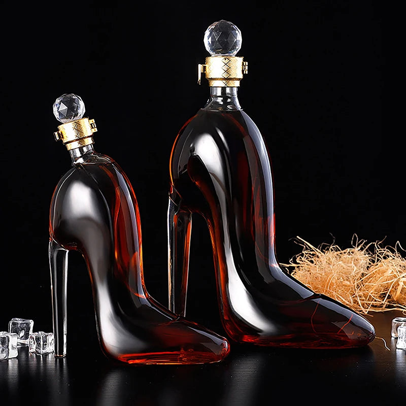 375ml 700ml High-Heels Shoes Shaped Whisky Decanter Glass Crystal Merlot Rum Vodka Wine Bottle Liquor Dispenser Bar Tools