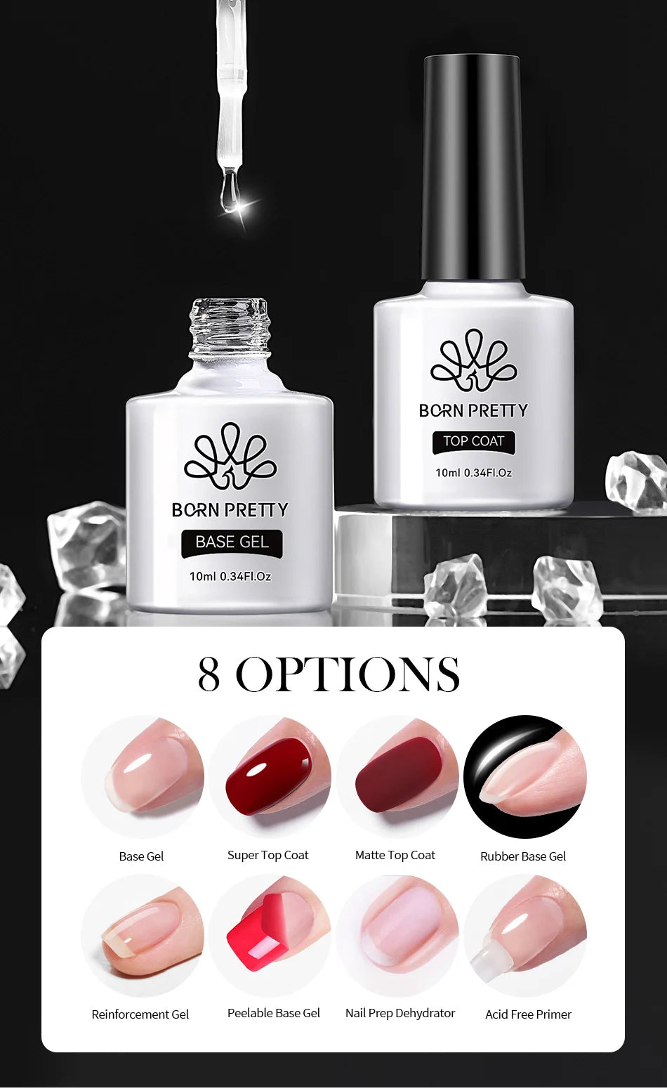 10ml Base Gel Top Coat Rubber Gel Reinforcement Gel for Nails Tools Soak Off UV LED Nail Varnish Function Gel