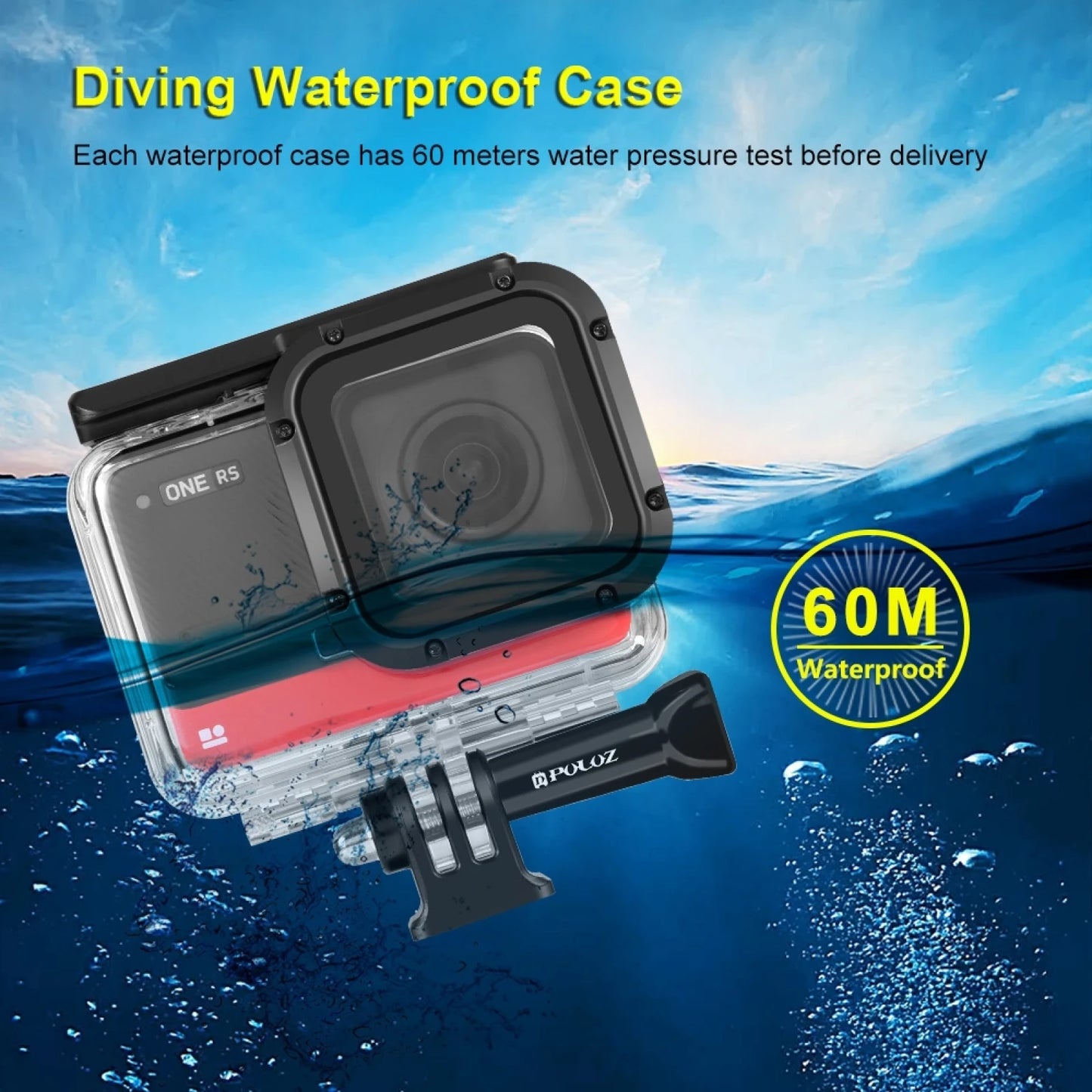 60m Underwater Depth Diving Case Waterproof Camera Housing for Insta360 One RS 4K Diving Case Cover