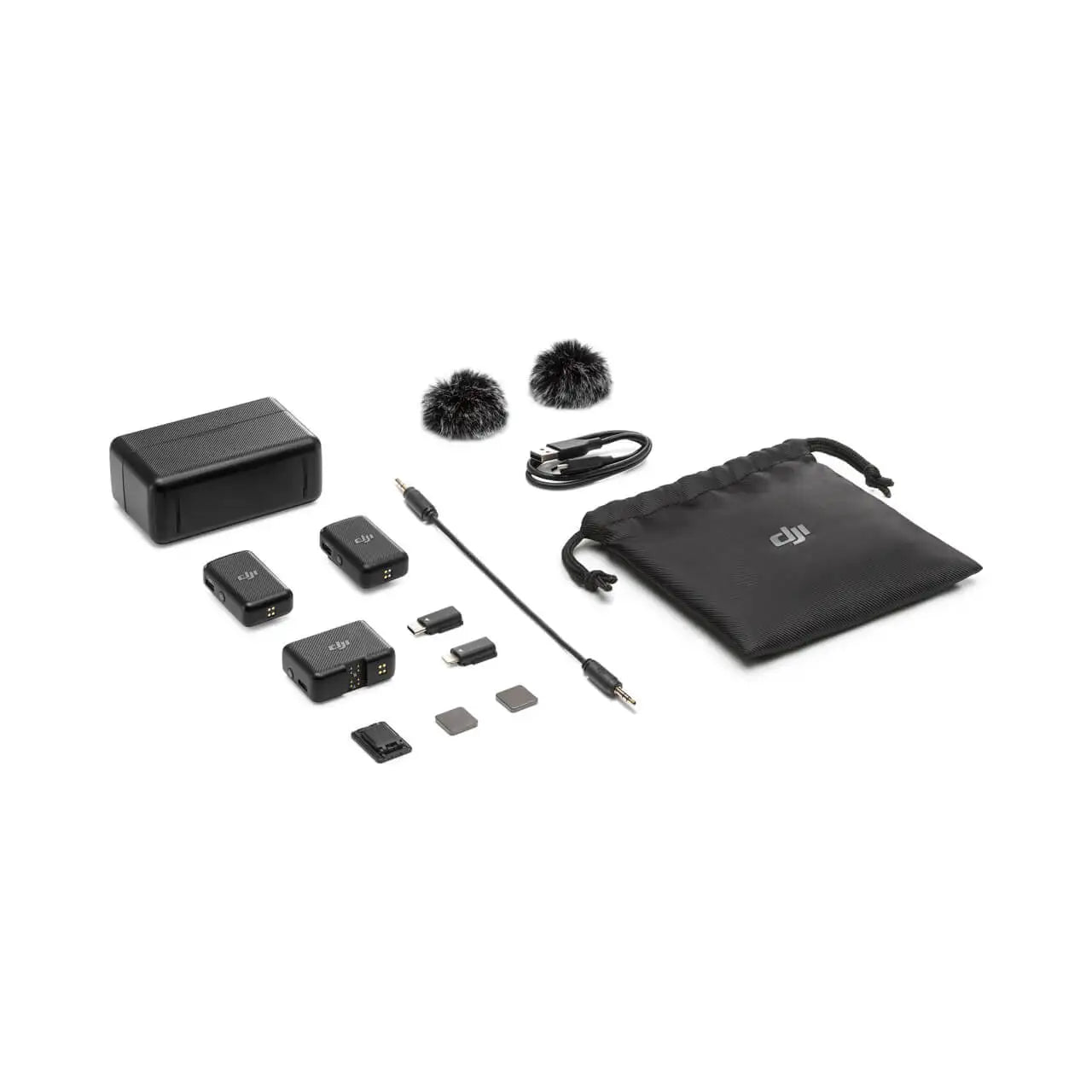 Wireless Microphone System Dual Channel Recording Kit with 250m Transmission Range and Charging Case