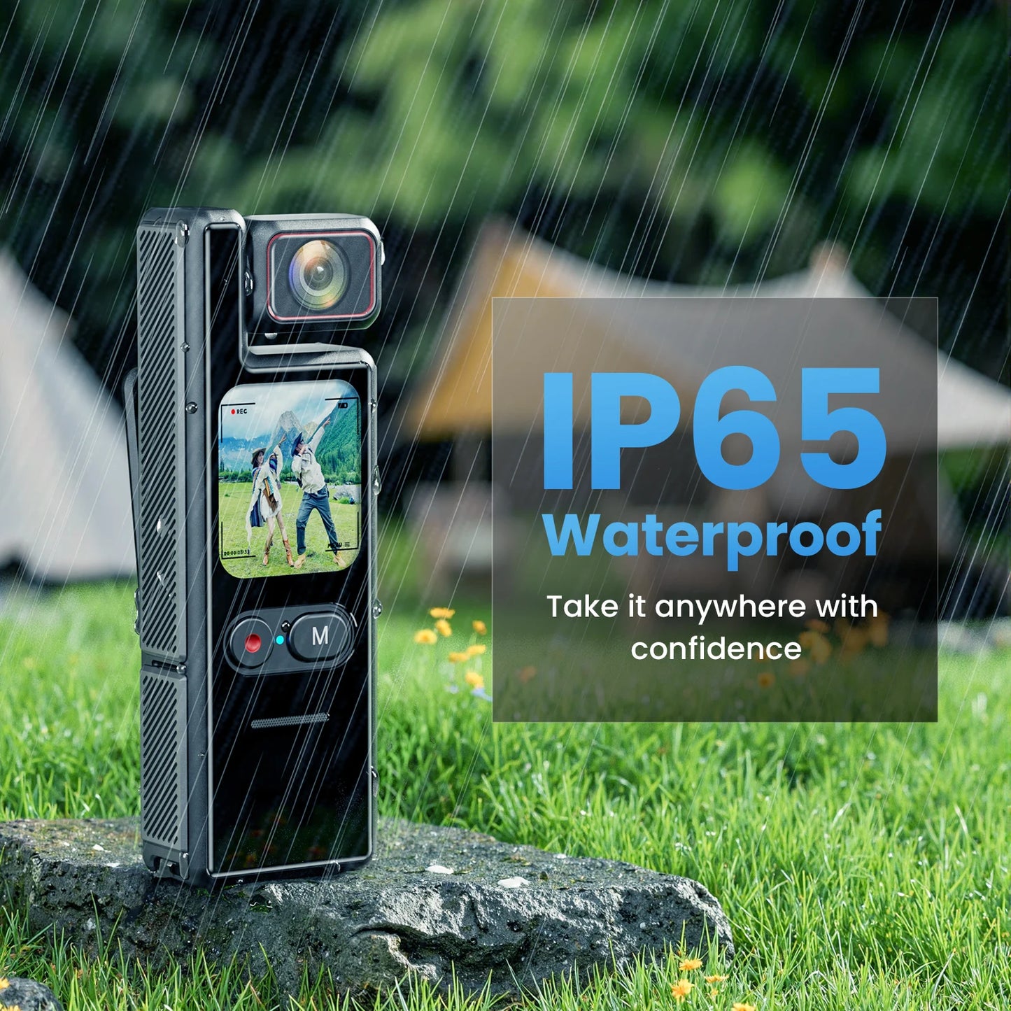 4K Pocket Action Camera with 4X Zoom Touch Screen Anti-Shake Waterproof Vlogging Sports Video Recorder