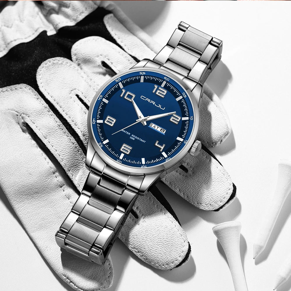 Men Luxury Watches Stainless Steel Quartz Auto Date Clock with Luminous Hands Relogio Masculino