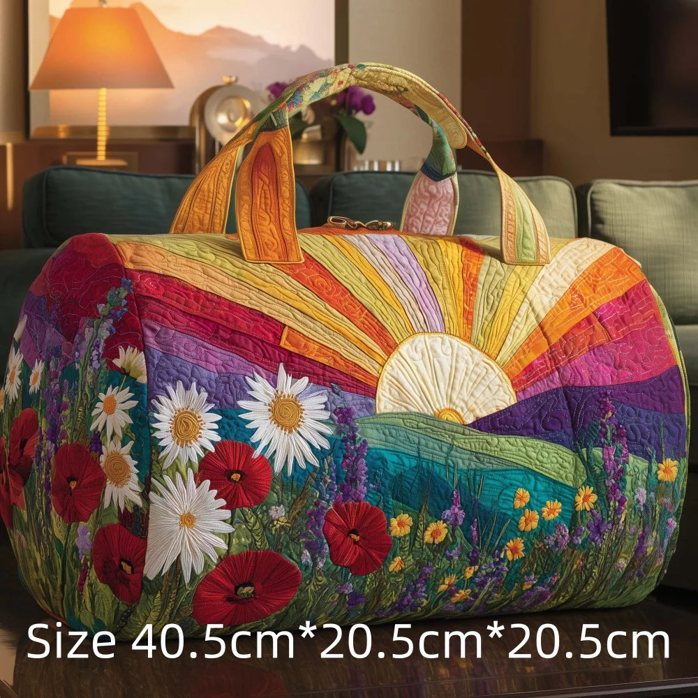 Hot Sale 3D Quilted Bag for Women Colorful Landscape Print Travel Sunrise Desert Mountain Cactus Printed Overnight Trip Bags