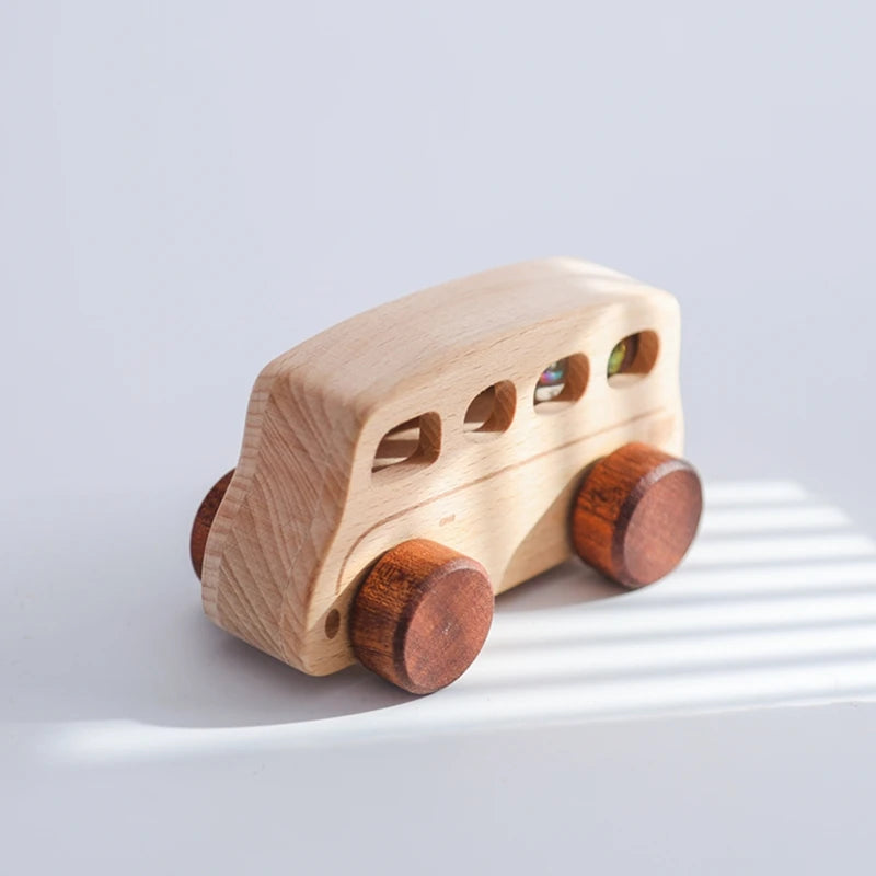 Baby Wooden Baby Toys NO Bpa  Cartoon Car Bus Montessori Toys Hand-pushed Wooden Handmade Carts Baby Room Decoration Baby Gift