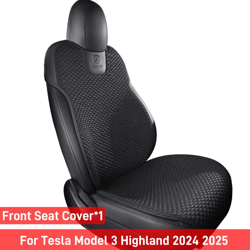 For Tesla Model 3/Highland 3 For 2020-2024 Model 3 Car Seat Cover 5-Seat Ice Silk Seat Cushion Summer Breathable Car Mat Pad