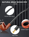 PU Leather Smoking Pipe Set, 4 in 1 Pipe Stand, Screens,Pipe Cleaners,Pipe Bit and Small Box,Wood Pipe Accessories