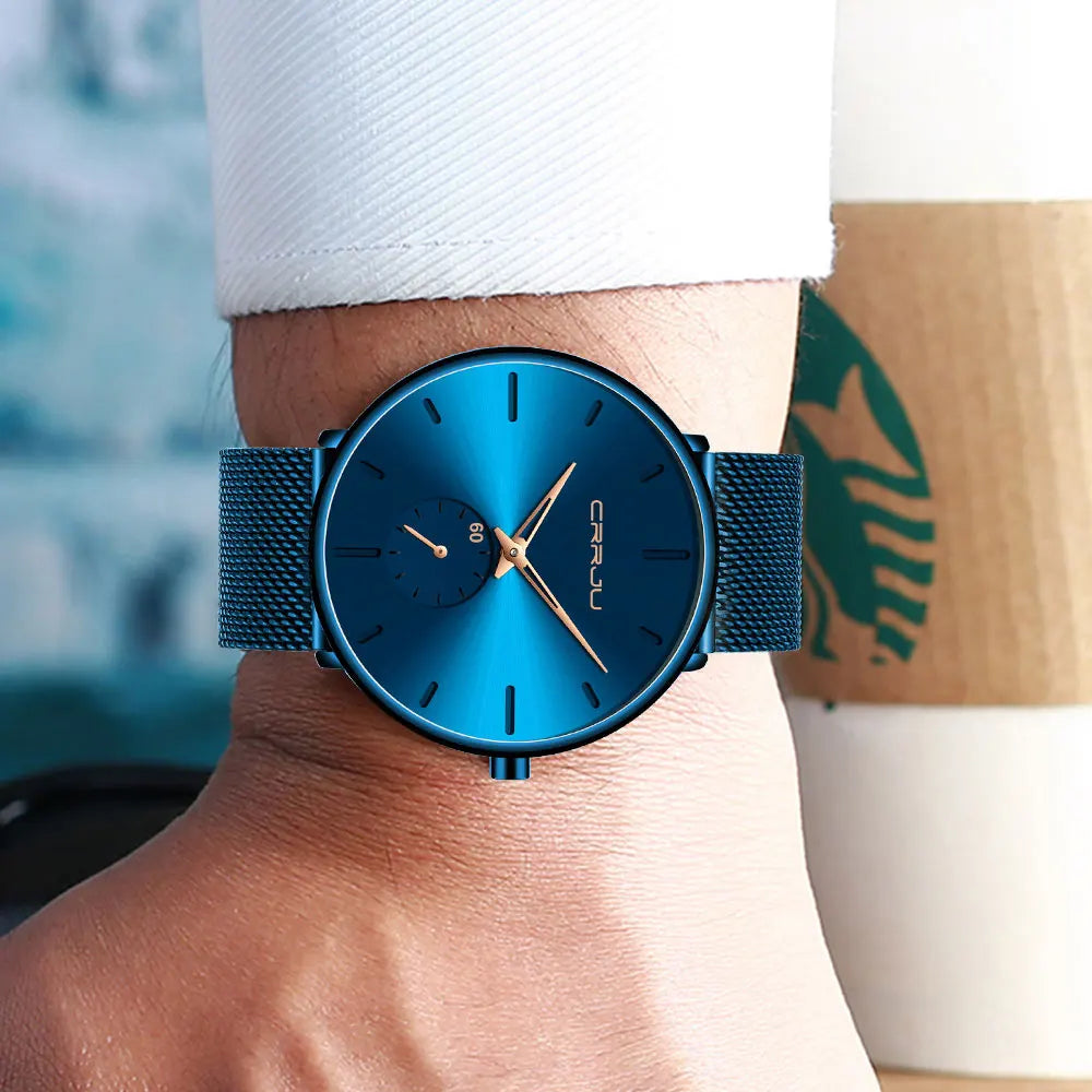 Fashion Mens Watches Top Brand Luxury Quartz Watch Men Casual Slim Mesh Steel Waterproof Sport Watch Relogio Masculino