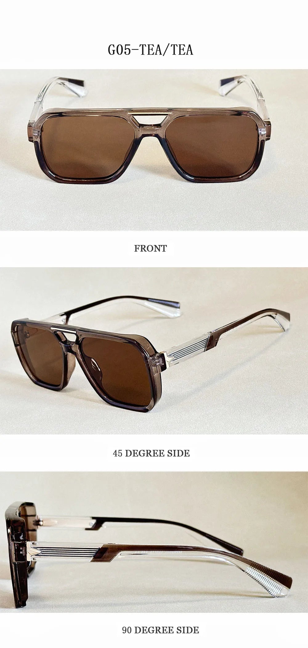Square Frame Vintage Sunglasses With UV400 Protection