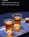 2/4/6pcs Screw Thread Espresso Cups Set Double Wall Glass Coffee Mugs Set 80ml Shot Glass Insulated Teacup Coffee Accessories