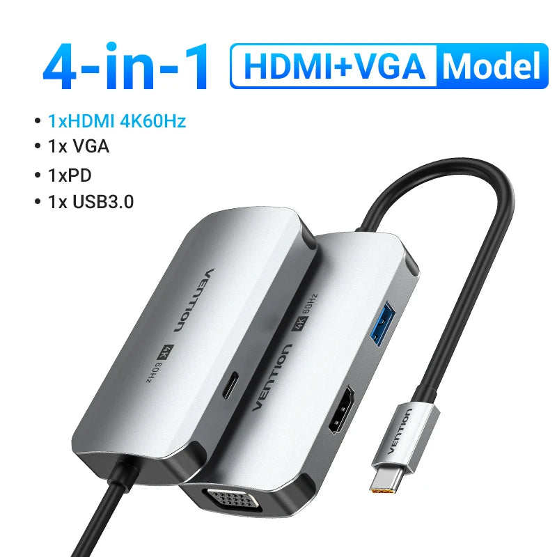 USB C HUB HDMI 4K60Hz RJ45 PD 100W USB Splitter Adapter USB 3.0 HUB For iPhone 15 Macbook Air Pro iPad Samsung Laptop PC