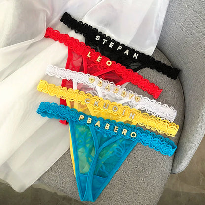 Custom Thong Name Crystal Letter Women Underwear Customized personalised G-String Panties tanga