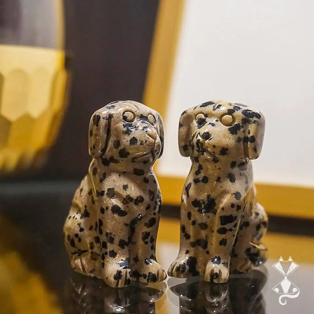 1PC Cute Spotted Dog Natural Stone Puppy Carving Gift for Her Souvenir Delightful Home Decor Reiki Stone Ornaments