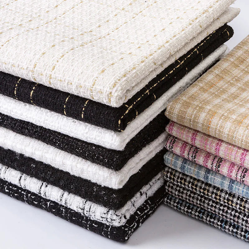 0.5M/1M/2M/3M High Quality fiber plaid woven tweed fabric for garment DIY coat clothing sewing quilting Cloth by the meter