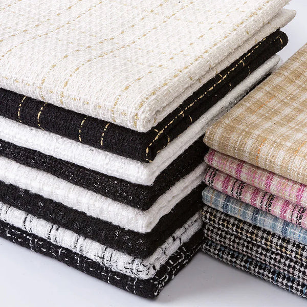 0.5M/1M/2M/3M High Quality fiber plaid woven tweed fabric for garment DIY coat clothing sewing quilting Cloth by the meter