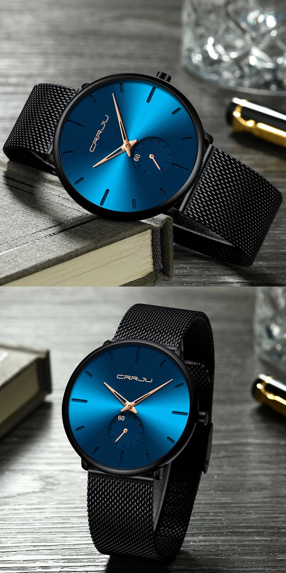 Fashion Mens Watches Top Brand Luxury Quartz Watch Men Casual Slim Mesh Steel Waterproof Sport Watch Relogio Masculino