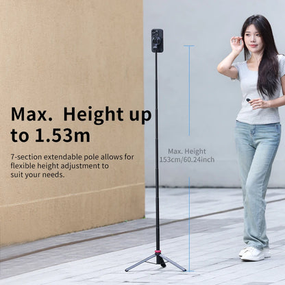 Magnetic Tripod Portable Selfie for iPhone 15 14 13 Pro Pro Max for Live Streaming Vlogging