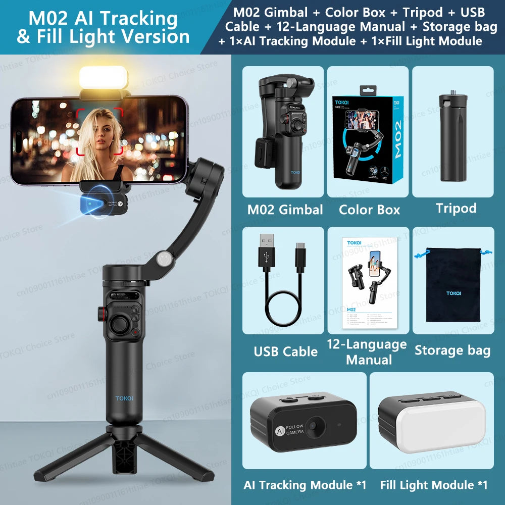 3-Axis Handheld Gimbal Stabilizer for Smartphone with Wireless Remote for iPhone Android Phone Face Tracking Tiktok Vlog